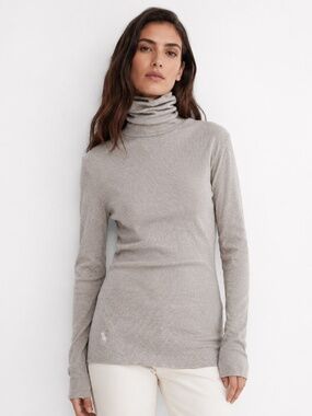 Polo Ralph Lauren ribbed turtleneck in Beige, Size M